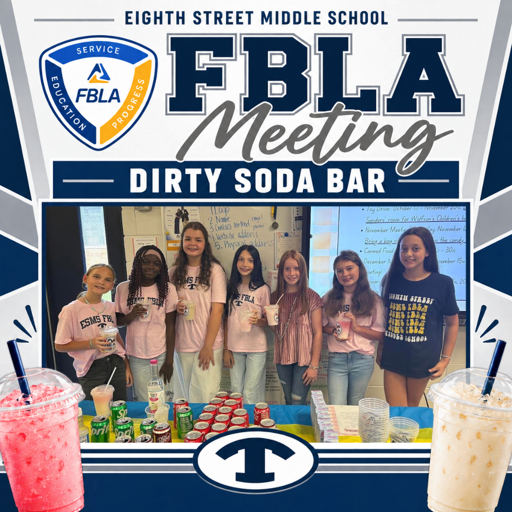 Eighth Street Middle School FBLA members enjoying a Dirty Soda Bar during their October FBLA meeting.