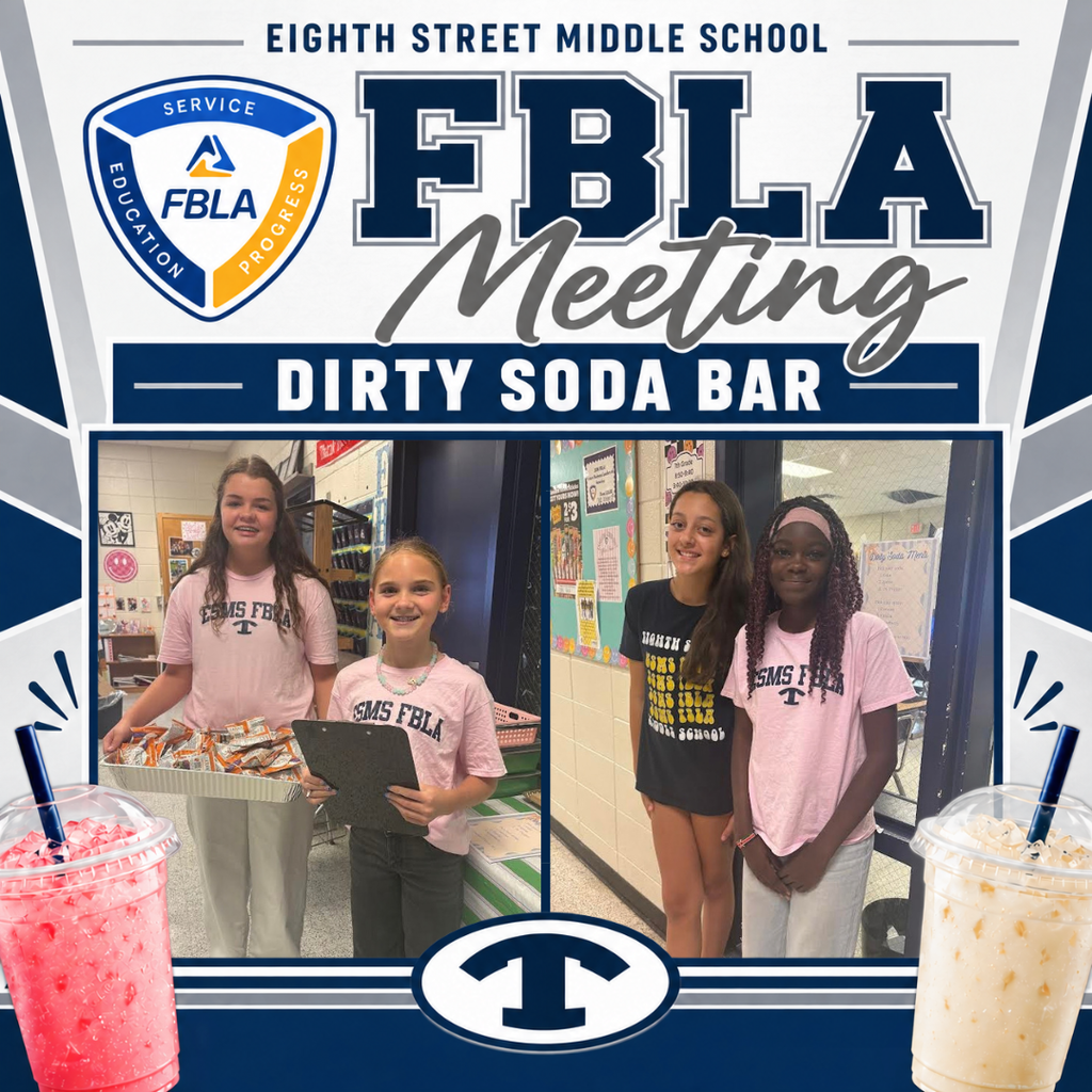 Eighth Street Middle School FBLA members enjoying a Dirty Soda Bar during their October FBLA meeting.