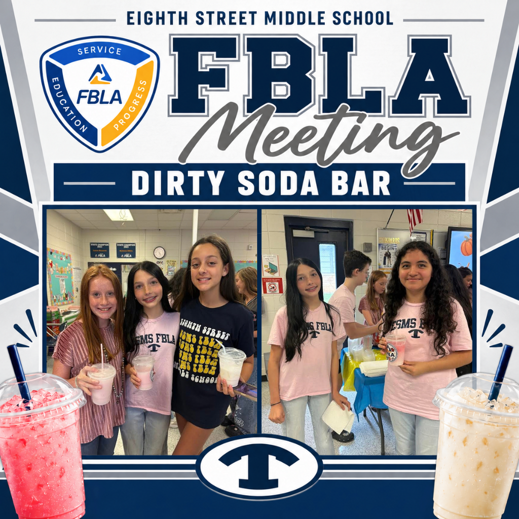 Eighth Street Middle School FBLA members enjoying a Dirty Soda Bar during their October FBLA meeting.
