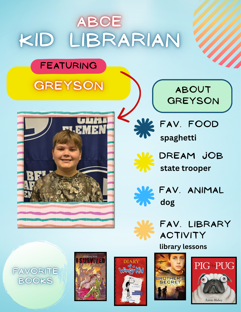 September Kid Librarian, Greyson!