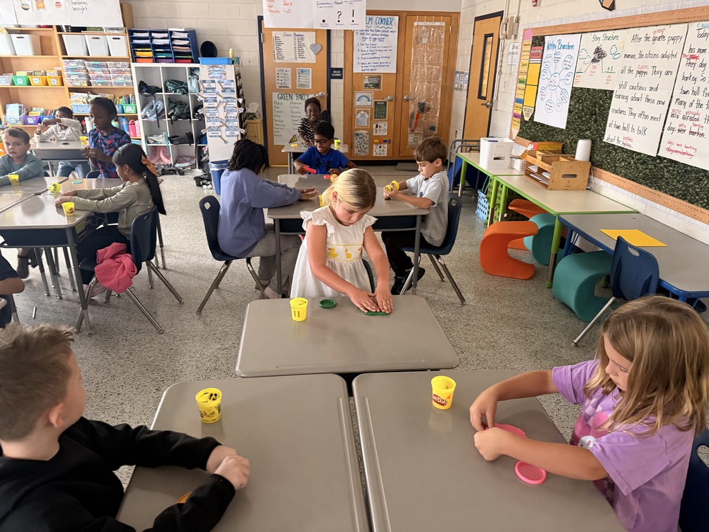 Mrs. McRae’s class used the forces of push and pull to explore how impact can change the shape of an object this afternoon! They used playdoh to shape objects with force and then explained how those forces impacted their shapes!