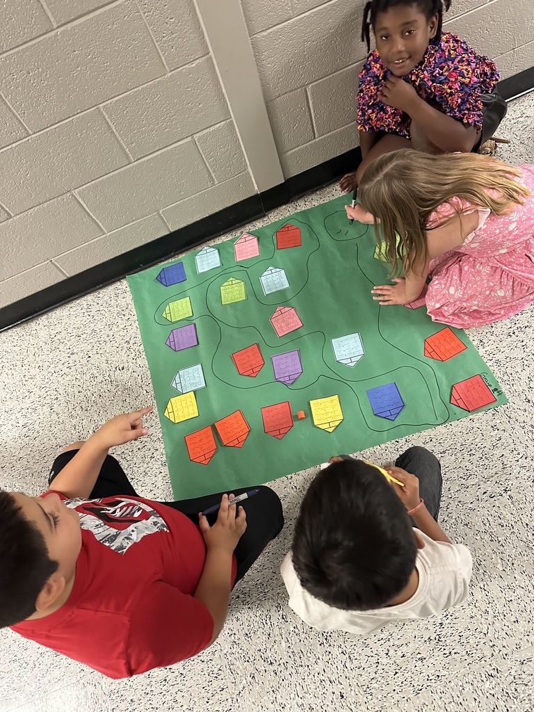 Ms. Parker’s 1st grade class is learning about fact families! Students used dice to choose their addends, then added them to find the sum. Next, students created the fact families of those numbers and assembled their house! Finally, they glued their fact-family houses down to create a fact-family community. 🏠#wearejtr #4theT