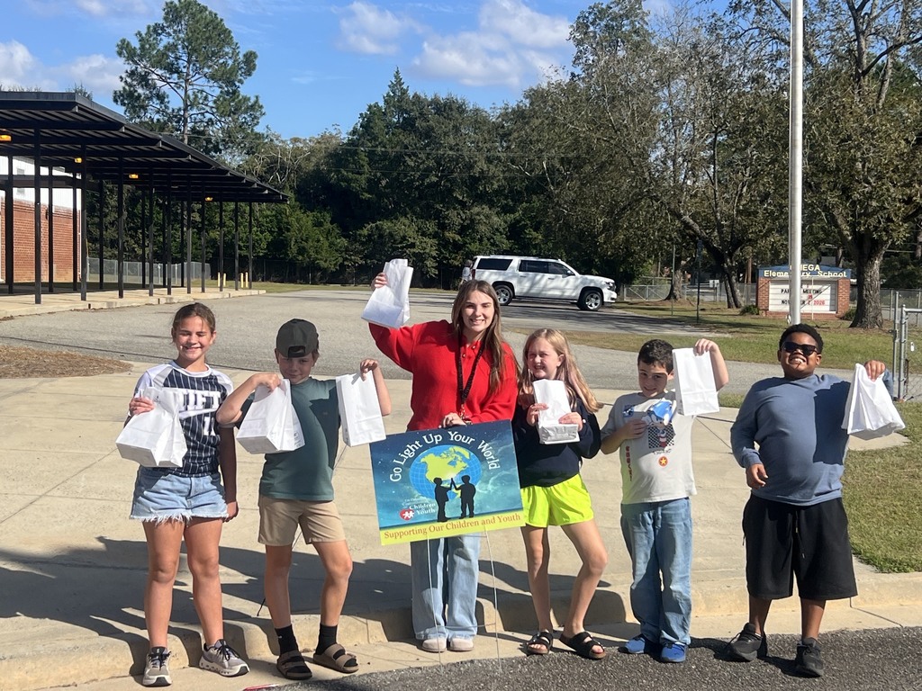 Omega Elementary student council members participated in the "Go Light Up Your World" campaign.