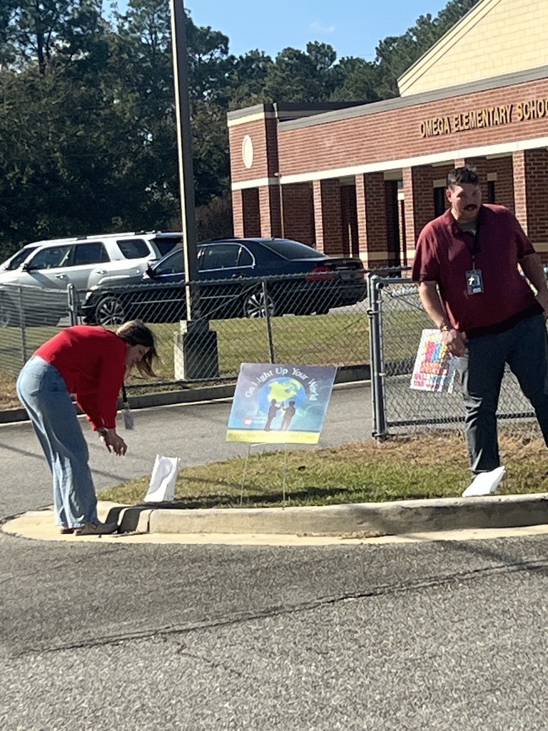 Omega Elementary student council members participated in the "Go Light Up Your World" campaign.