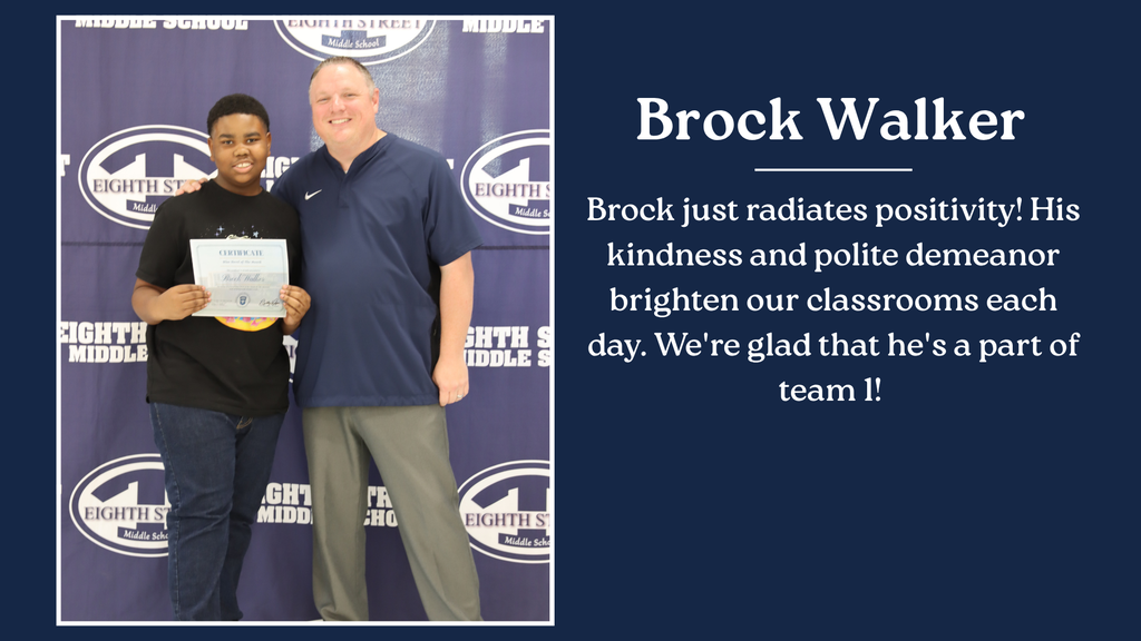 Eighth Street Middle School graphic celebrating the September [6th/7th/8th and connections] Grade Blue Devils of the Month. The graphic features the students selected for this recognition and highlights their achievement as Blue Devils of the Month.