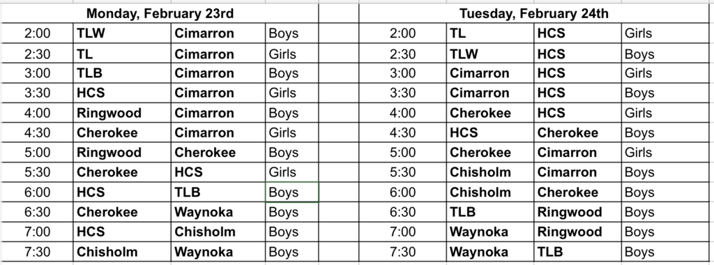 3-4 Festival Schedule