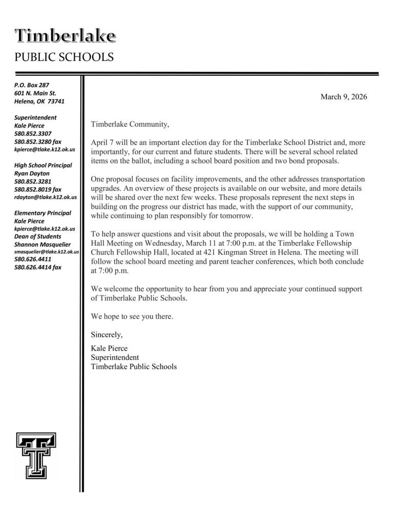 Superintendent Letter