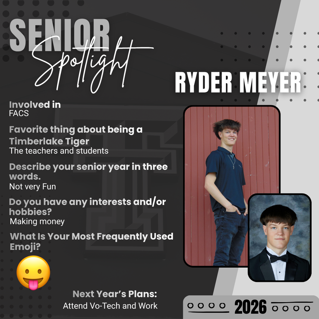 Senior Spotlight- Ryder Meyer. Involved in FACS.