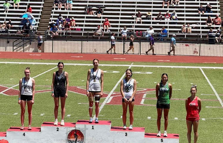 girls long jumpers on the podium 