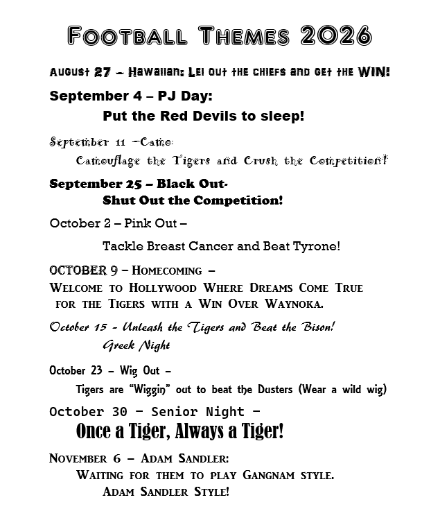 Football themes for the 2026 season. This Thursday is Hawaiian 