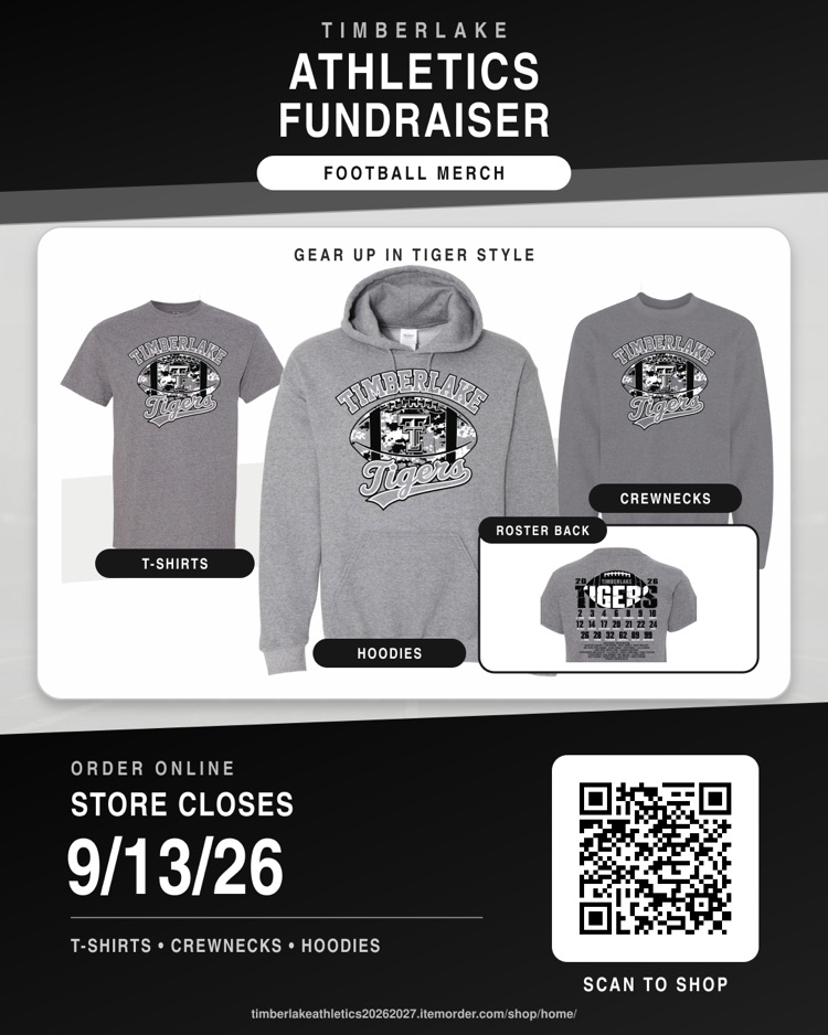 Tiger football shirts: https://timberlakeathletics20262027.itemorder.com/shop/home/