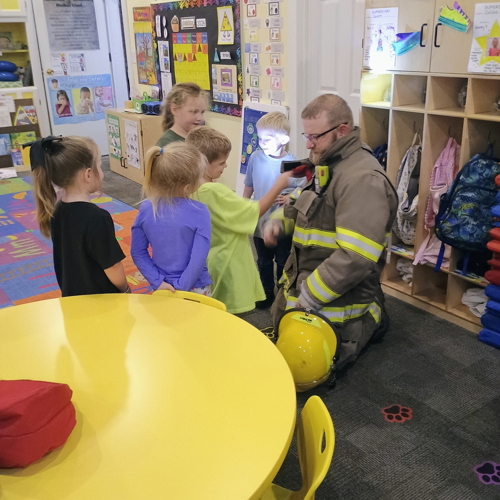 October is fire safety month. A big thanks to Goltry FD for visiting with some of the elementary classes.