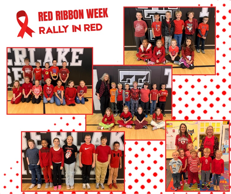 red ribbon week dress up day for Monday. rally in red collage