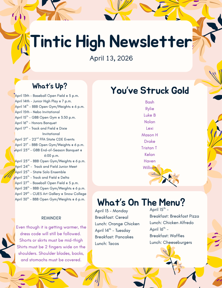 THS Newsletter 4-13-26