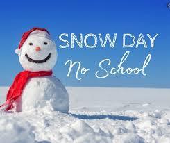 Snowman and no school sign