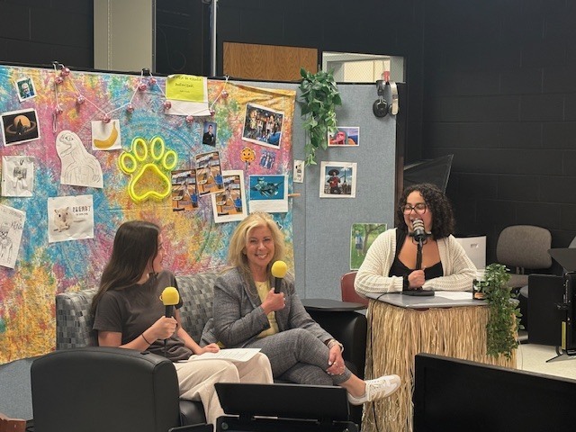 Mayor Clay with our student anchors of TFMS productions