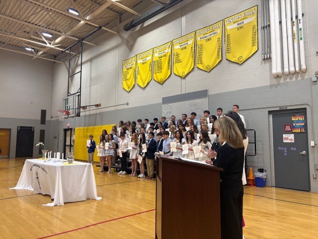 Students in gym for NJHS celebration