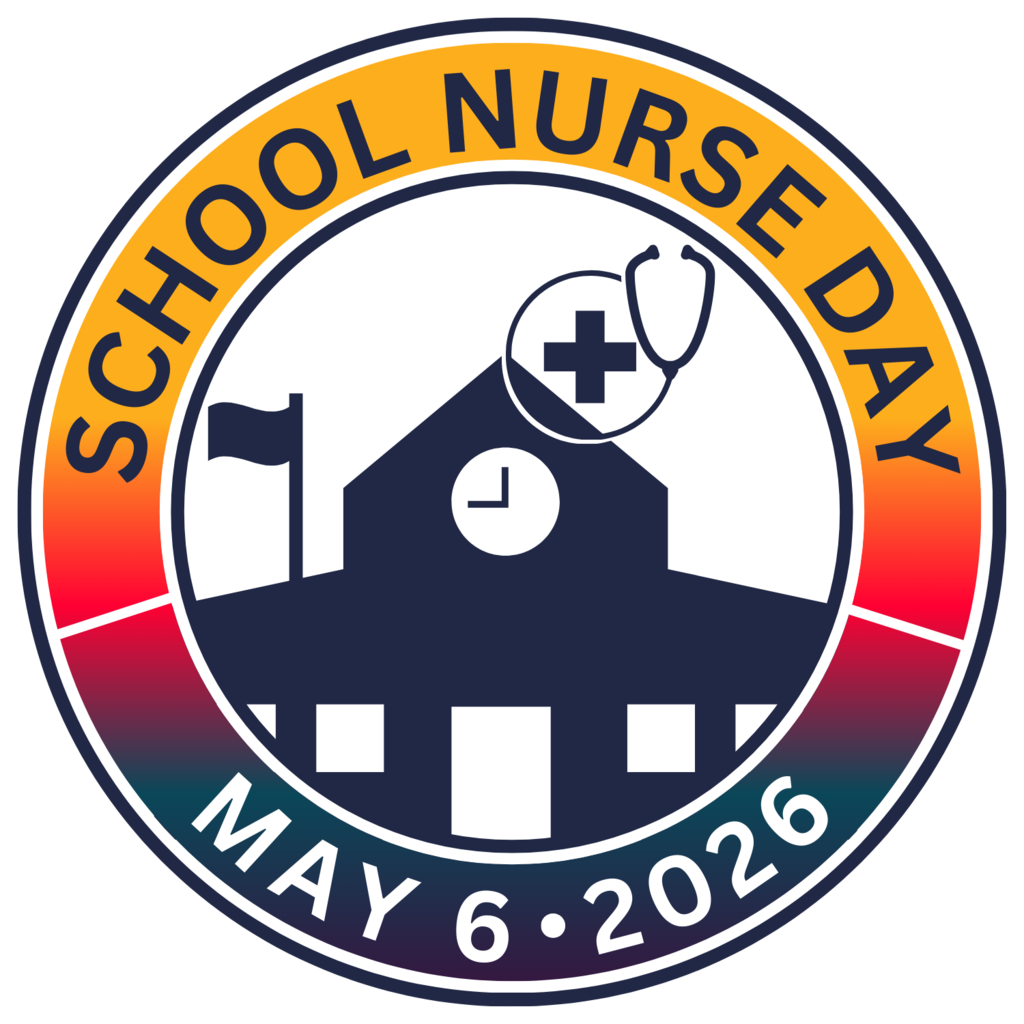 A circle logo with School Nurses Day-May 6, 2026
