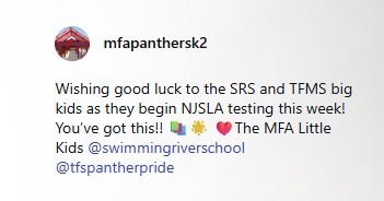 Words wishing good luck to SRS and TFMS this week