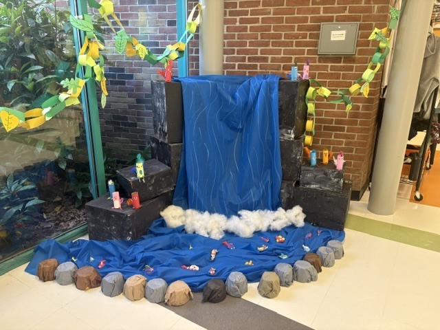 Art work of a waterfall created by students