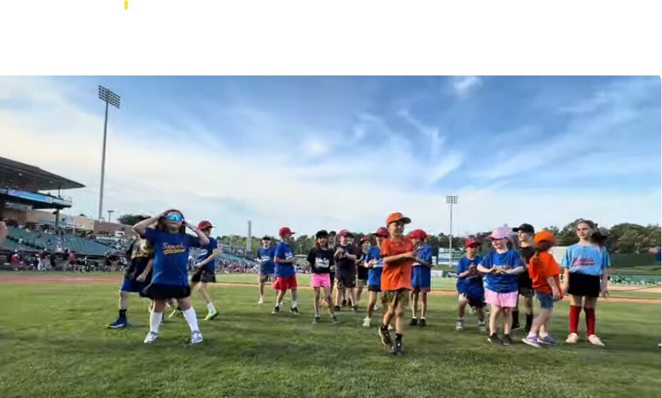 Children on the field at the Blue Claws Stadium