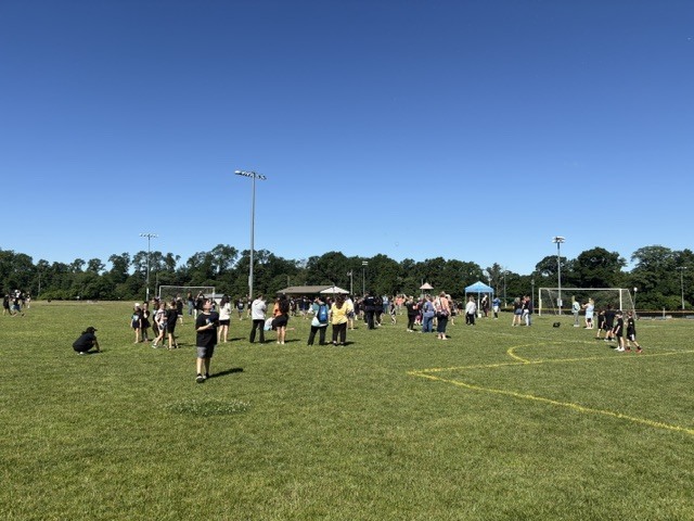 Students outside on the field