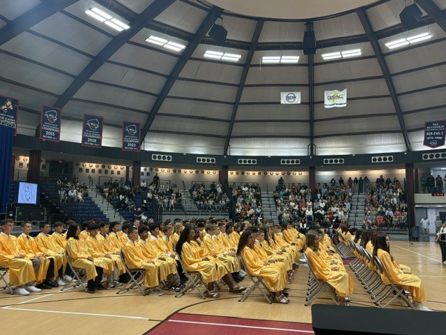 Graduates sitting in an arena