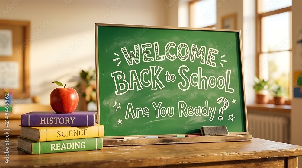 Blackboard with Welcome Back to School Are you Ready