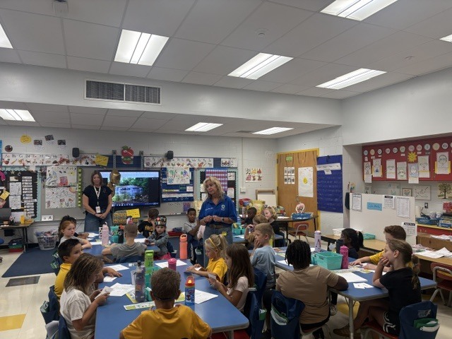 Classroom with students a teacher and the mayor of Tinton Falls