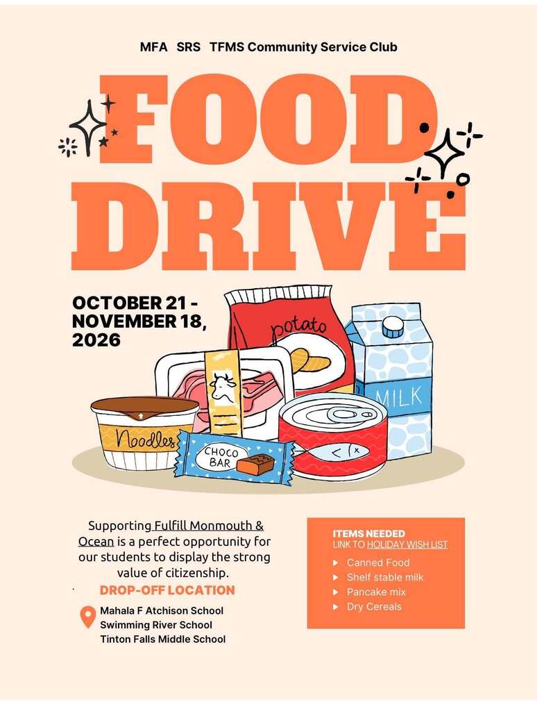 Flyer for Food Drive from October 21st to November 18