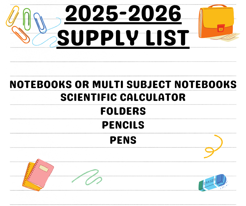 2025-26 THS Supply List