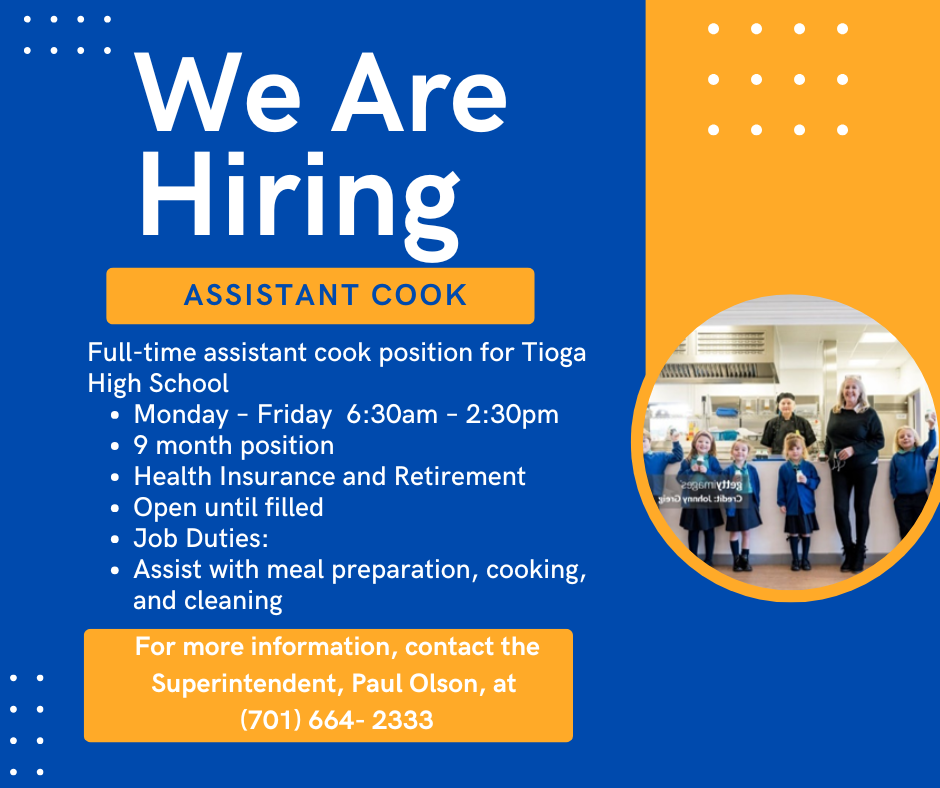 assistant cook opening