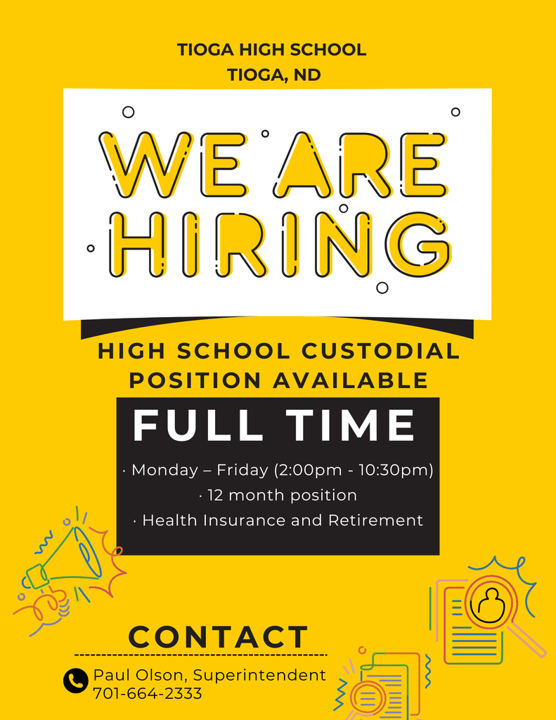 we are hiring high school Custodial position available 
