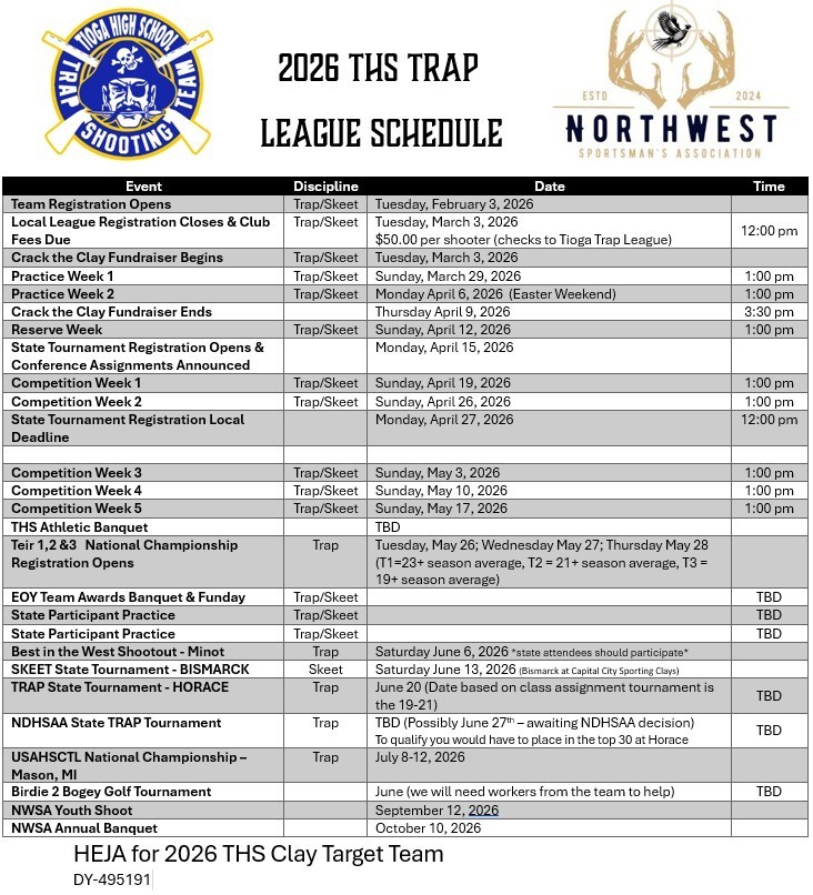 2026 THS Clay Target League Schedule 