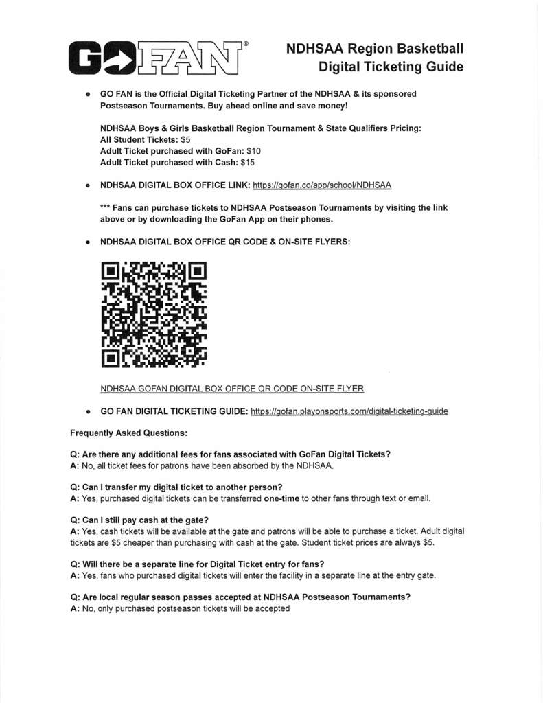 NDHSAA Region Basketball digital ticketing guide