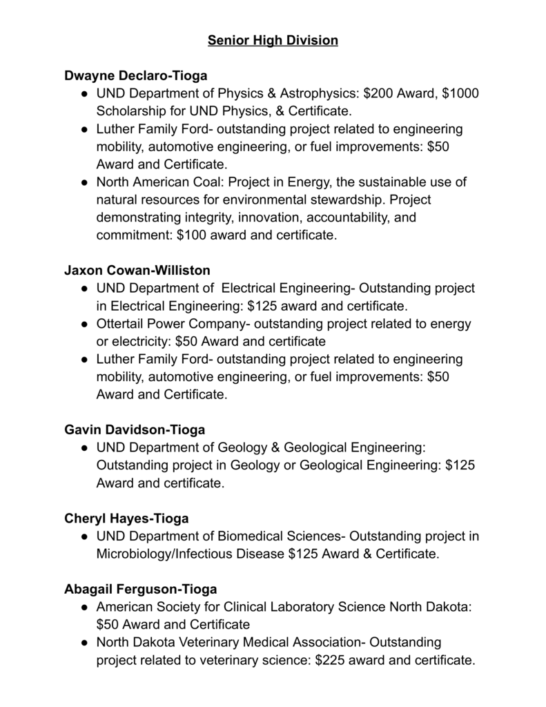 Science Fair Results 2026