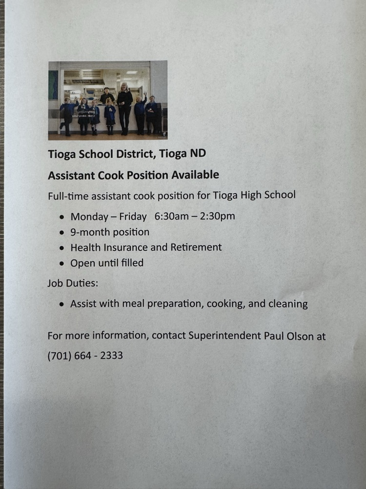 Assistant cook position