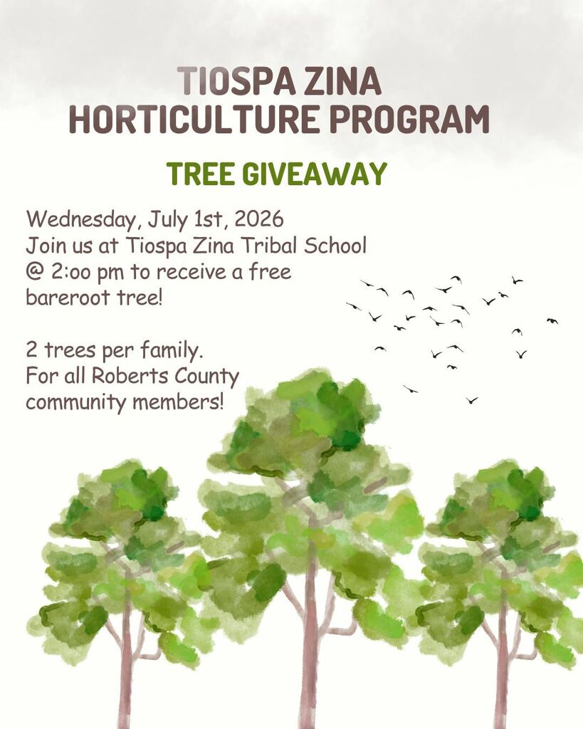 Flyer for TZTS Horticulture Program Tree Giveaway on July 1st at 2:00 PM at TZTS Main Entrance