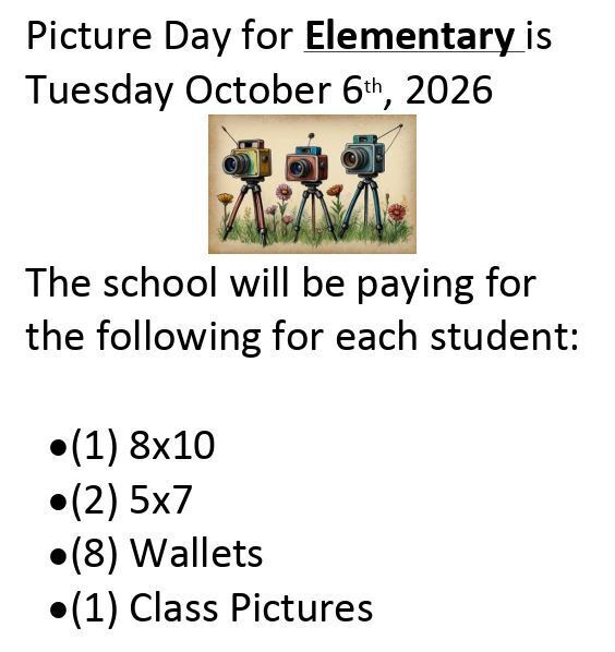 Elementary Picture Day Note - Sent Home