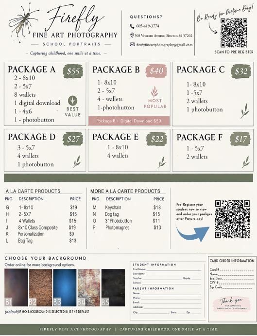 Firefly Picture Package Options - Sent Home