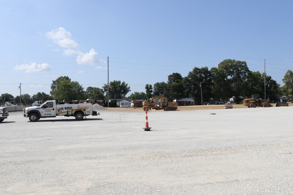 Construction site prep work for paving.  