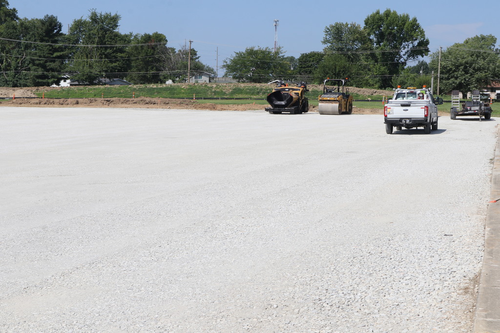 Construction site prep work for paving.  