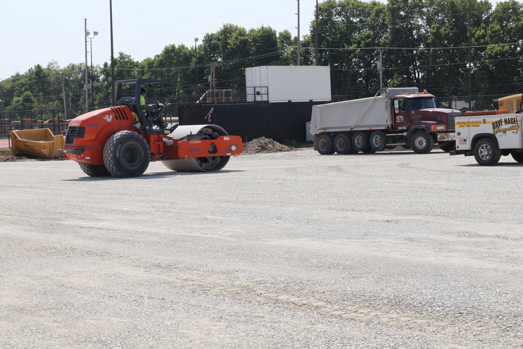 Construction site prep work for paving.  