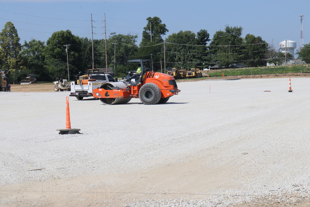 Construction site prep work for paving.  