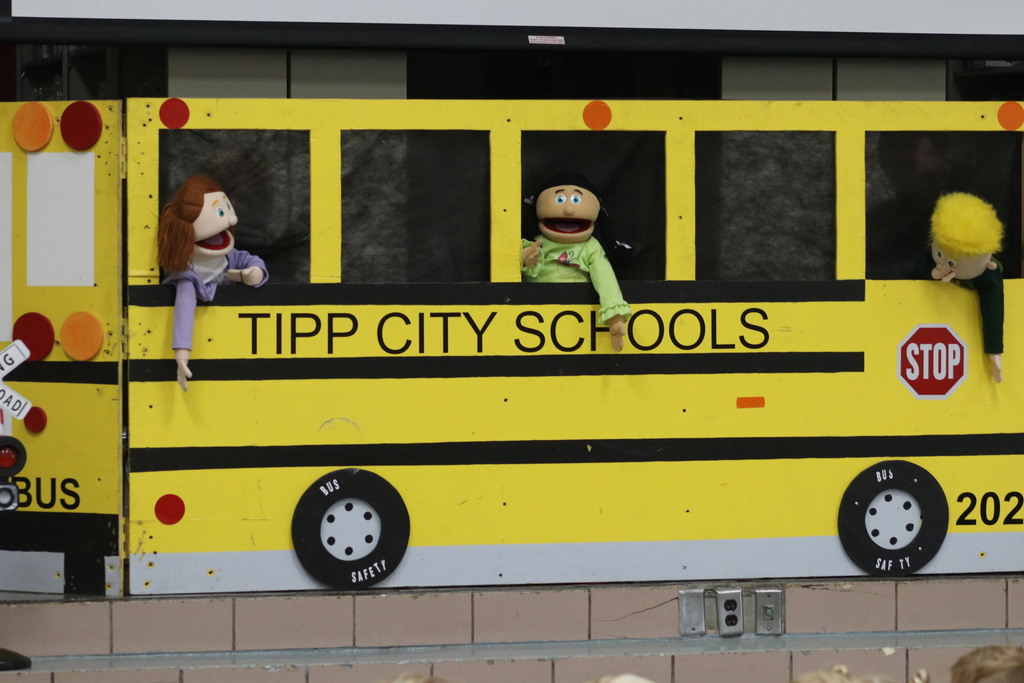 Our school bus puppets are so cute as they tell students about bus safety.  