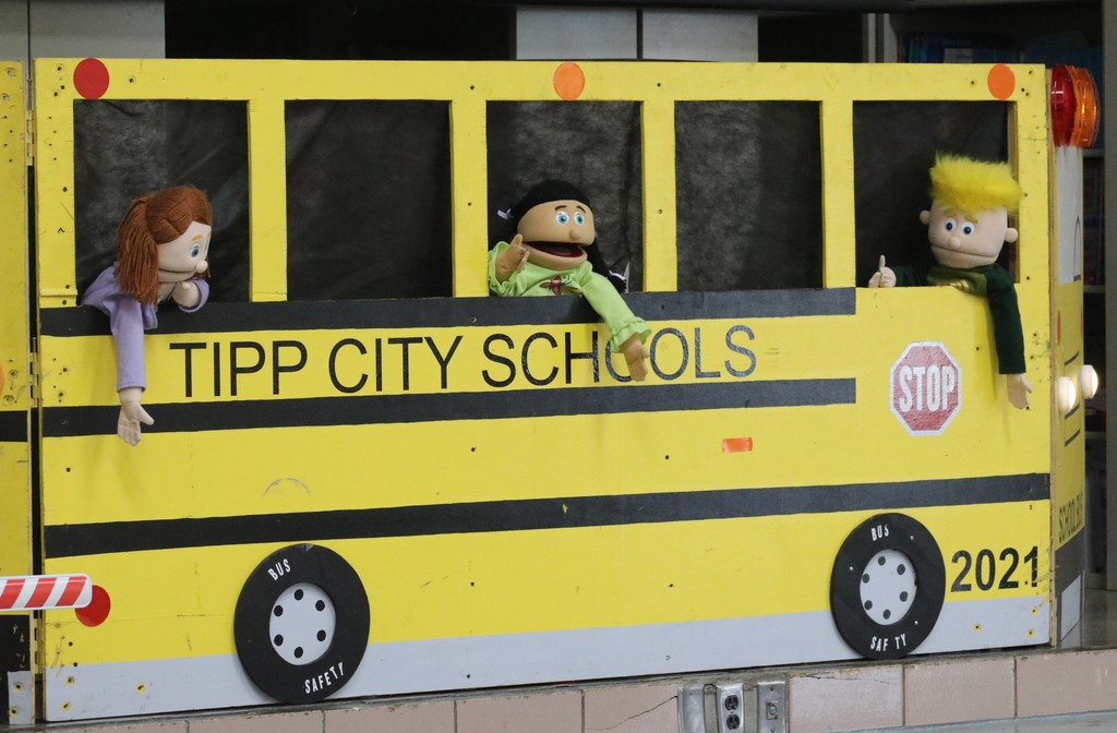 Our school bus puppets are so cute as they tell students about bus safety.  