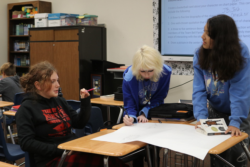 TMS students in ELA work on a project.