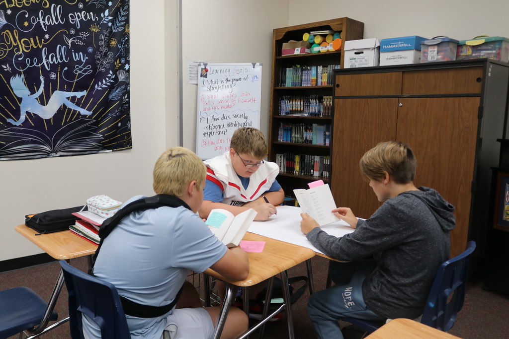 TMS students in ELA work on a project.