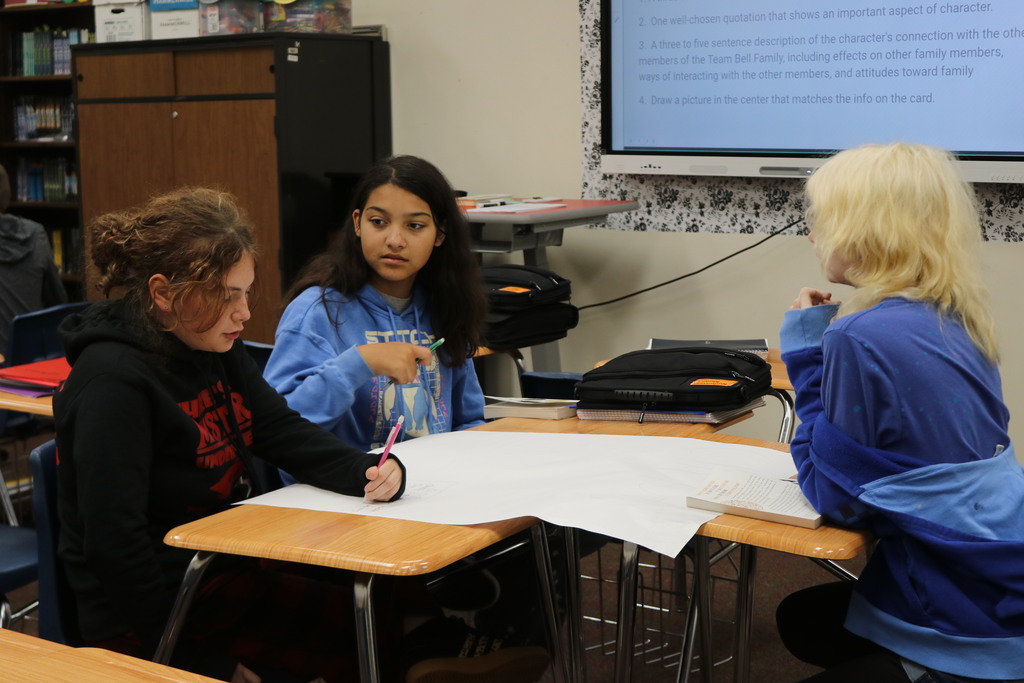 TMS students in ELA work on a project.