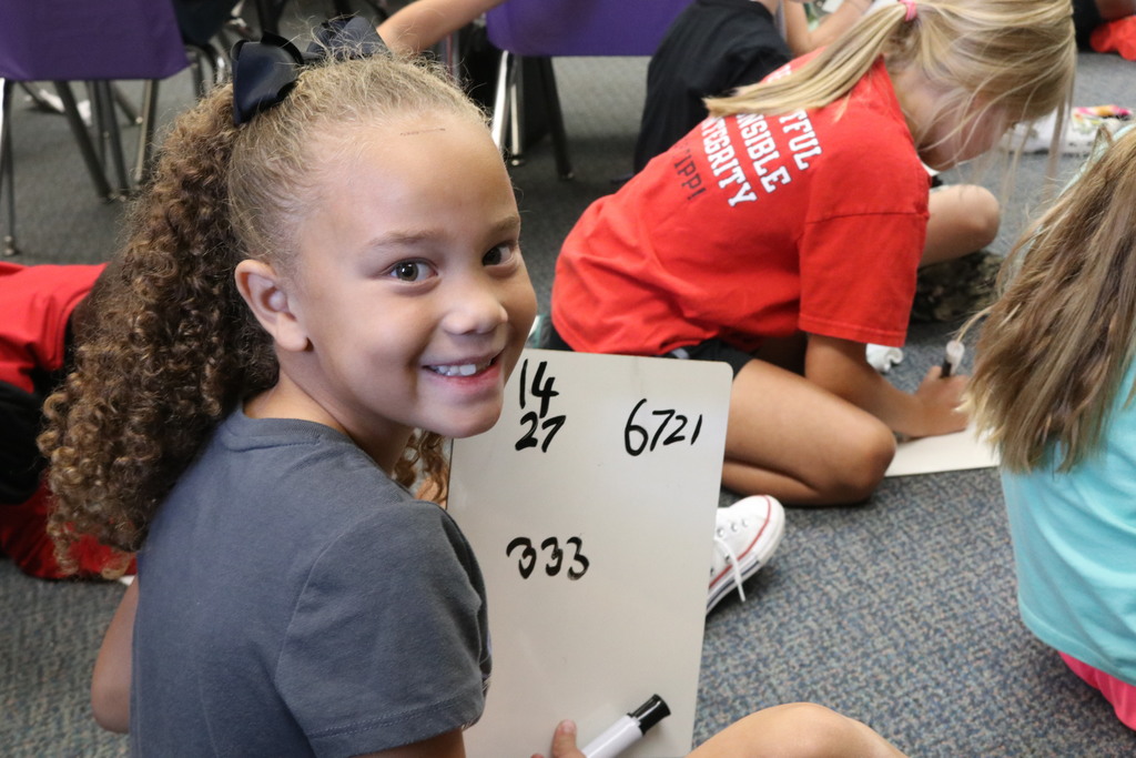 Second graders are learning math skills.  